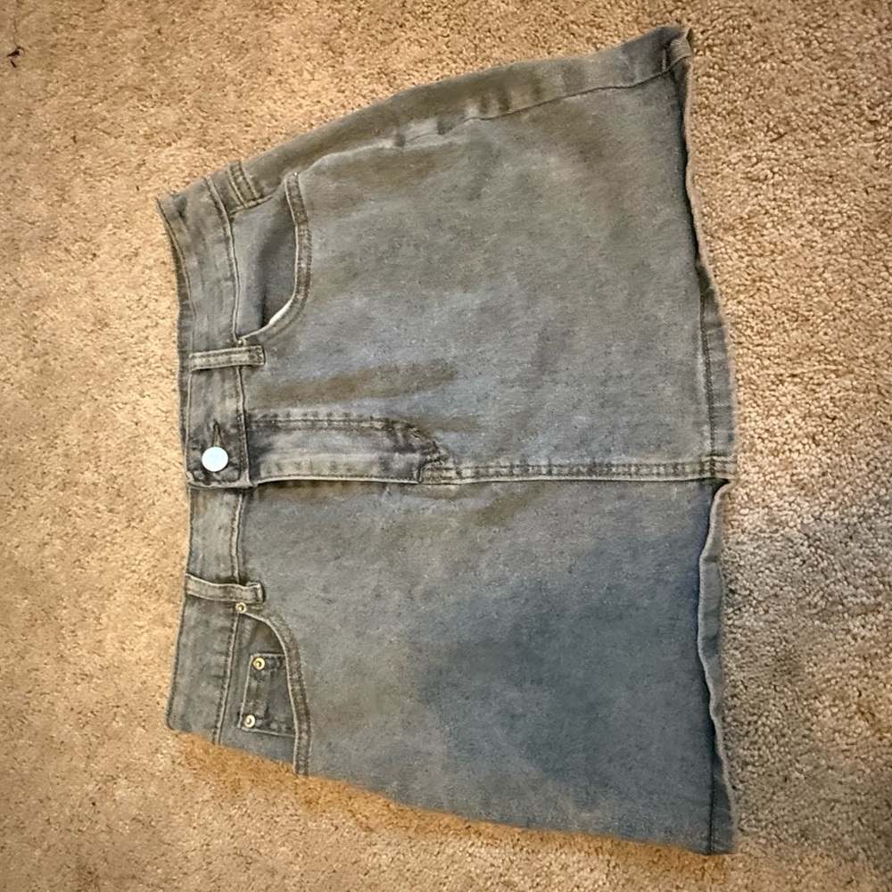 Grayish Blue Denim Mini Skirt